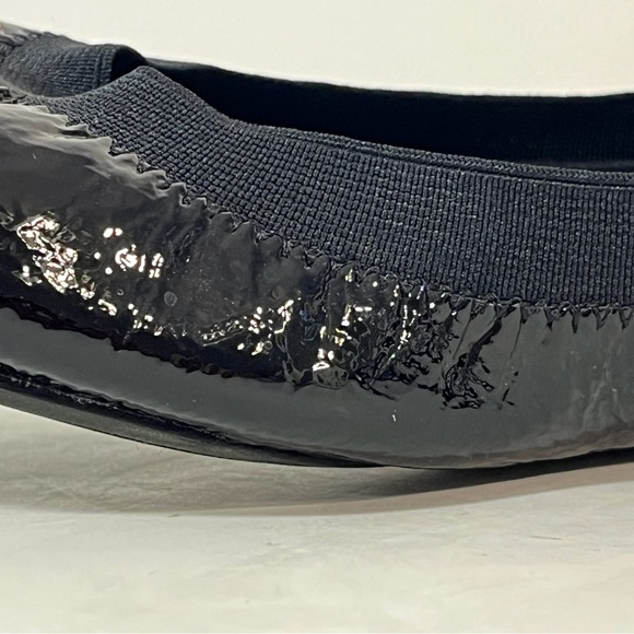 Tory Burch Black Patent Leather Caroline Logo Ballet Flats - Picture 14 of 16